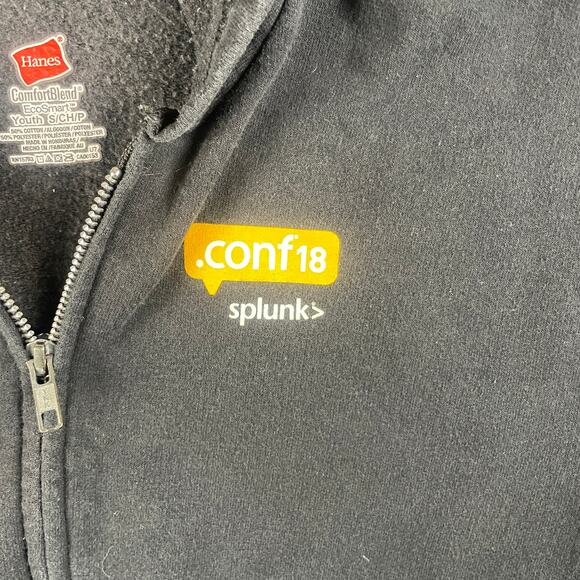 Hanes Youth Boy's Small Black Splunk Cotton Polyester Long Sleeve Zip Up Sweater - Picture 3 of 9